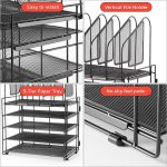 Lavatino Desk Organizers with File Sorter, 5-Tier Mesh Desk File Organizer with 5 Vertical File Holders, Multifunction Desktop Organizer, Desk Organizers and Accessories for Home Office - Image 3